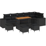  Sjedeća garnitura za vrt 10 kom. Crna poliratan 310 x 145 x 85 cm | shoptok.hr