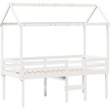vidaXL Visoka postelja s streho bela 75x190 cm trdna borovina, (21243208) Cene