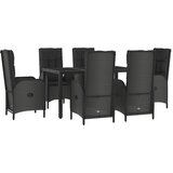  7-dijelni vrtni blagovaonski set crno-sivi od poliratana Crna Dužina stola 150 cm | shoptok.hr