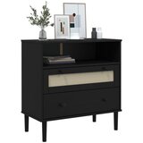  Komoda SENJA crna izgled ratana 80x40x80 cm masivna borovina | Eponuda.com