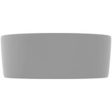 vidaXL Razkošen umivalnik okrogel mat svetlo siv 40x15 cm keramičen | Shoptok.si
