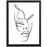 Vavien Artwork staklena slika u crnom okviru Faces, 32 x 42 cm