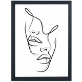 Vavien Artwork Steklena slika v črnem okvirju Faces, 32 x 42 cm