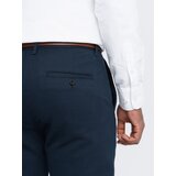 Ombre Men's classic chino pants with fine texture - navy blue | Shoptok.si