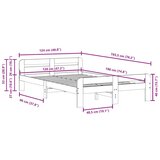 vidaXL Posteljni okvir brez vzmetnice voščeno rjav 120x190 cm borovina | Shoptok.si
