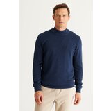 AC&Co / Altınyıldız Classics Men's Indigo Recycle Standard Fit Half Turtleneck Cotton Patterned Knitwear Sweater cene
