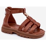 Boto Girls gladiator sandals with gold detail brown Vesira | Shoptok.si
