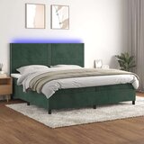  Box spring postelja z vzmetnico LED tem. zelena 200x200cm žamet Cene
