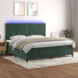  Box spring s madracem LED tamnozeleni 200x200 cm baršun | shoptok.hr