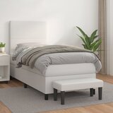 vidaXL Box spring postelja z vzmetnico bel 90x190 cm umetno usnje Cene