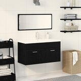 vidaXL Set namještaja za kupaonicu Set od 2 dijela Crni hrast MDF, staklo | shoptok.hr
