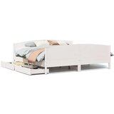 vidaXL Posteljni okvir brez vzmetnice bel 200x200 cm trdna borovina | Shoptok.si