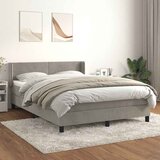 Krevet s oprugama i madracem svjetlosivi 140x190 cm baršunasti | shoptok.hr