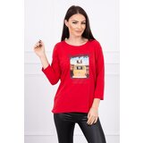 Kesi Blouse with Summer car print red Cene