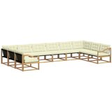 vidaXL Zunanja garnitura za sedenje z blazino 10 pcs Bela in krem, (5000280626) | Shoptok.si