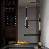 ELITE EDITION Kuhinjska armatura KFD1693 iz nerjavečega jekla 304 v mat črni izvedbi z izvlečno prho — Crna bruseno zlato | Shoptok.si