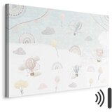  Slika - Sky with Balloons - Balloons in Subdued Colors Flying in the Sky Among Clouds Rainbows and Stars 30x20 Akustična | shoptok.hr