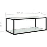  Stolić za kavu bijeli 100 x 50 x 35 cm od kaljenog stakla | Eponuda.com