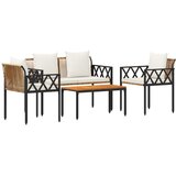 vidaXL Zunanji pohištveni set 4 pcs Rjava in krem bela poli ratan, (5000293547) | Shoptok.si
