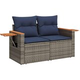  Vrtna garnitura - 5-dijelni set vrtnih sofa od poliratana s jastucima sivi - Siva Bez stola 1 | shoptok.hr