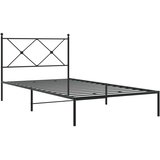 vidaXL Kovinski posteljni okvir z vzglavjem črn 100x190 cm | Shoptok.si