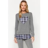 Trendyol Gray Heart Printed Tshirt-Leggings, Knitted Pajamas Set | shoptok.hr