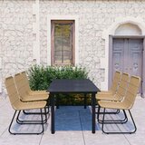  Vrtna garnitura - 7-dijelni vrtni blagovaonski set od poliratana i stakla - boja hrasta i crna Dužina stola 190 cm 6 Cijene
