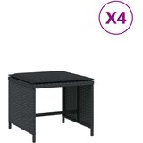 vidaXL Vrtni stolčki z blazinami 4 kosi črni 40x40x35 cm poli ratan | Shoptok.si