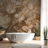  Foto tapeta - Floral Ornaments Carved in Delicate Sepia and Brown Shades 150x105 | shoptok.hr