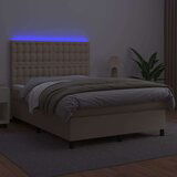  Krevet box spring madrac LED cappuccino 140x200cm umjetna koža | shoptok.hr