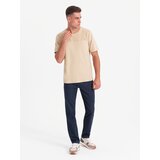 Ombre Men's cotton T-shirt with delicate embroidery - cream | Shoptok.si