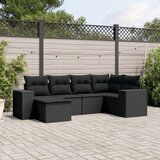  6-dijelni set vrtnih sofa s jastucima crni od poliratana | shoptok.hr