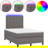 Maison Chic Box spring postelja - Vzmetna postelja z vzmetnico LED siva 120x200cm umetno usnje SL15820, (21901564) | Shoptok.si