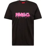 HUGO Red Majica 'Dacation' svijetloplava / neonsko roza / crna