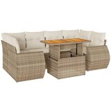 Maison Chic Seti vrtnega pohištva - Vrtna garnitura - Vrtni pohištvo set 7-delna z blazinami bež poli ratan, (21805048) | Shoptok.si