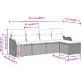 vidaXL 5-delni set vrtnih kavčev s blazinami bež poli ratan | Shoptok.si