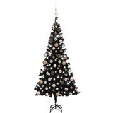vidaXL Umjetno božićno drvce LED s kuglicama crno 180 cm PVC | shoptok.hr