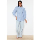 Trendyol Blue Lace Brode Detail Cotton Woven Shirt Cene