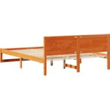 vidaXL Okvir za krevet Smeđa uložena Masivna borovina 160 x 200 cm | shoptok.hr