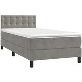 The Living Store Box spring postelja z vzmetnico svetlo siv 90x190 cm žamet - Box Spring Postelja, (21493381) | Shoptok.si