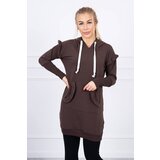 Kesi Brown dress with decorative ruffles and hood Cene