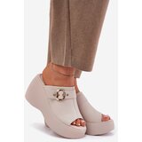 S. BARSKI Leather Women's Sandals On Platform And Wedge With Buckle Beige S.Barski | Shoptok.si
