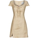 Guess Kratke obleke ISABEAU BOWS MINI Bež | Shoptok.si
