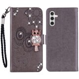 INORCO Za Samsung Galaxy A34 5G Rhinestone PU usnjeno stojalo, denarnica, ovitek za telefon z vtisnjeno rožo sove, ovitek za telefon, (22033452) Cene
