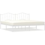 Maison Chic Kovinski Posteljni okvir - Dvoposteljna postelja - Zakonska postelja z vzglavjem bel 193x203 cm, (21693420) | Shoptok.si