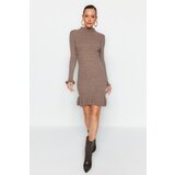 Trendyol Mink Plain Mini Mini Stand Collar Knitwear Dress | Eponuda.ba