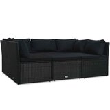  4-dijelna vrtna garnitura od poliratana s jastucima crna | shoptok.hr