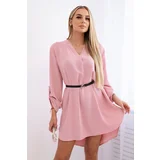 Kesi Włoski Dress with longer back and belt powder pink