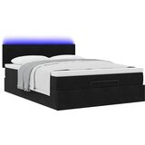  Ottoman krevet s madracem i LED diodama crni 140x200 cm baršun | shoptok.hr
