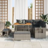 vidaXL 8 Dijelni Vrtni Sofa Set s Jastucima Sivi Poli Ratan Akacija | shoptok.hr